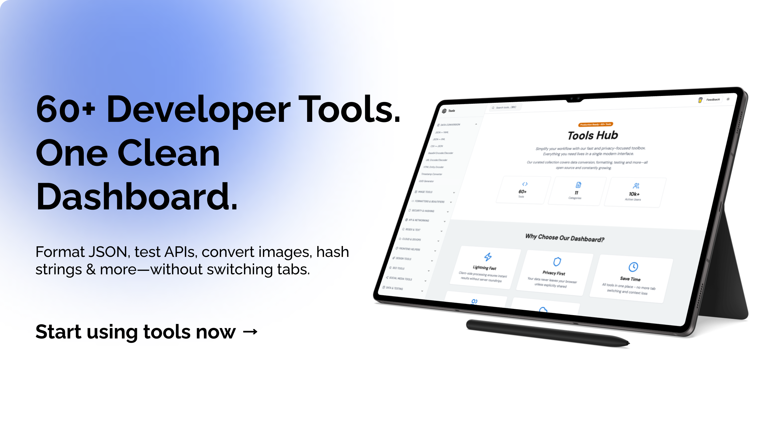 OpenTools by Scientyfic World - 60+ fast, privacy-first developer tools in one dashboard media 3