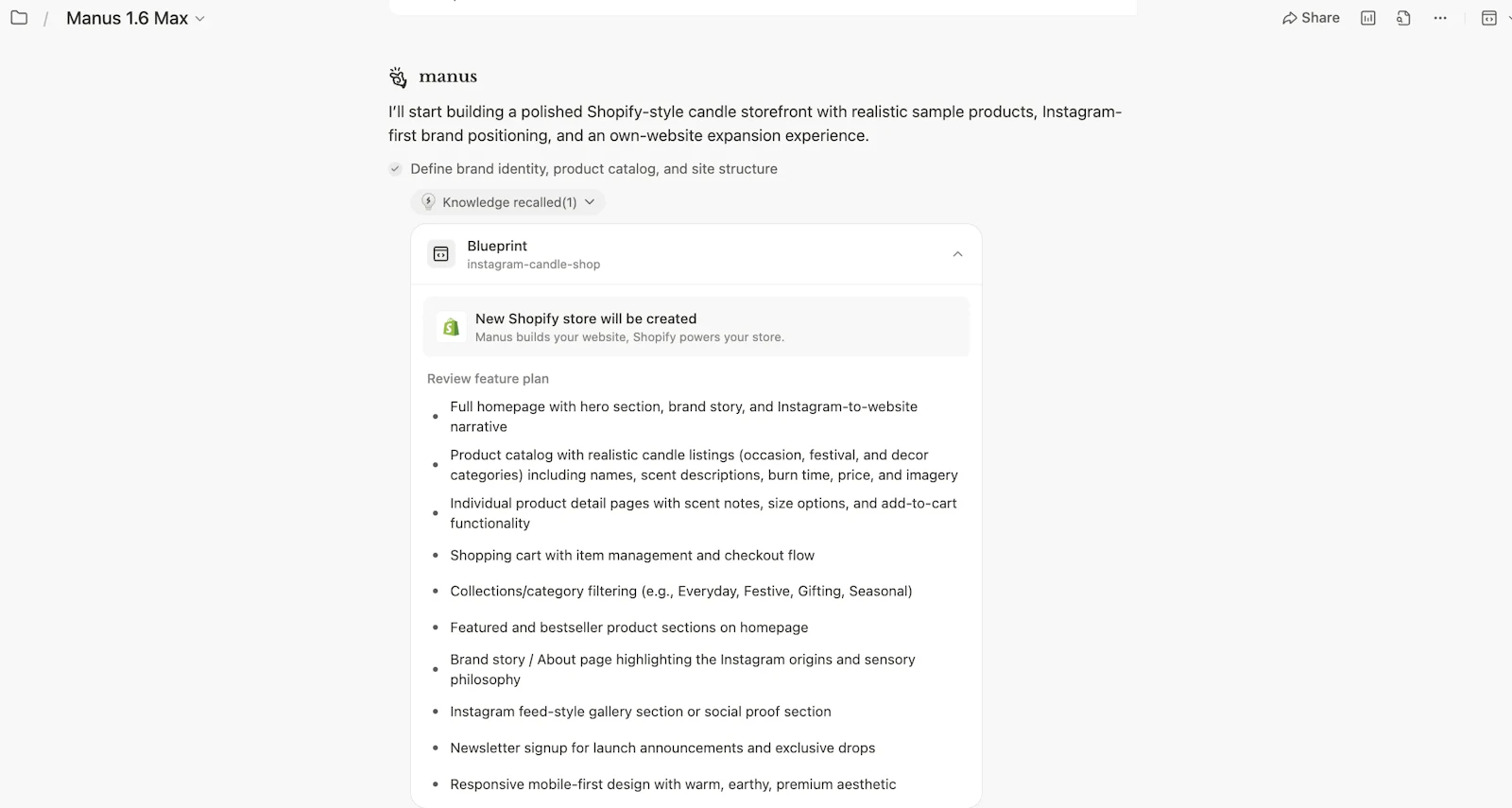 Manus Shopify Connector screenshot 7