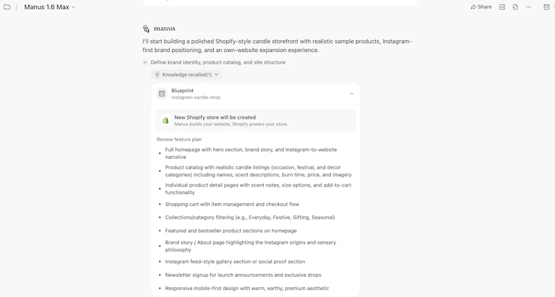 Manus Shopify Connector screenshot 7
