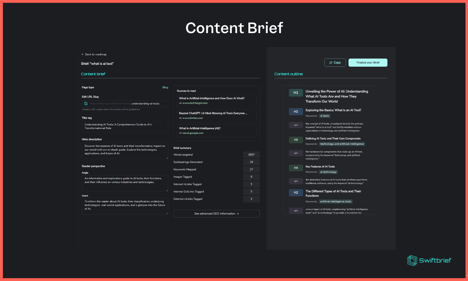 Media SwiftBrief v2 - Tất cả trong một nền tảng SEO: KW Research, KW Clustering, tóm tắt 5
