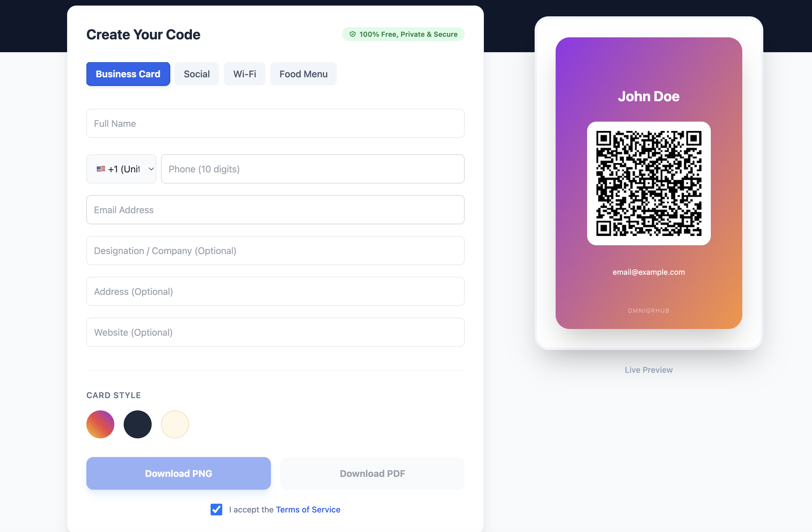 Omni QR Hub - Screenshot 3 showing product features and functionality