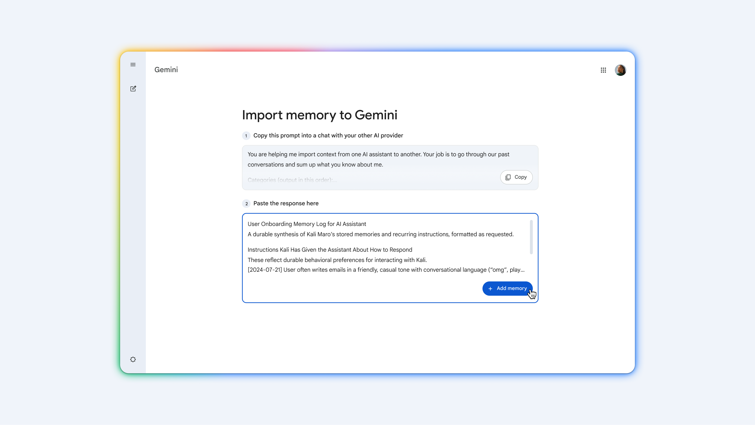 Google Gemini Memory Import gallery image