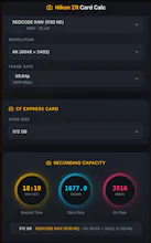 ZRCalc: NikonZR Cinema Card Calculator gallery image