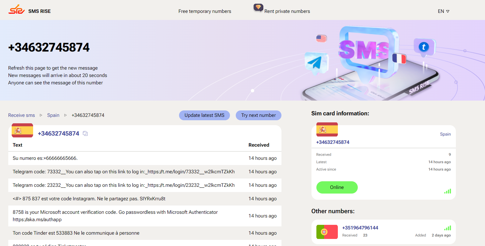 Receba SMS grátis online - SMS Rise media 2