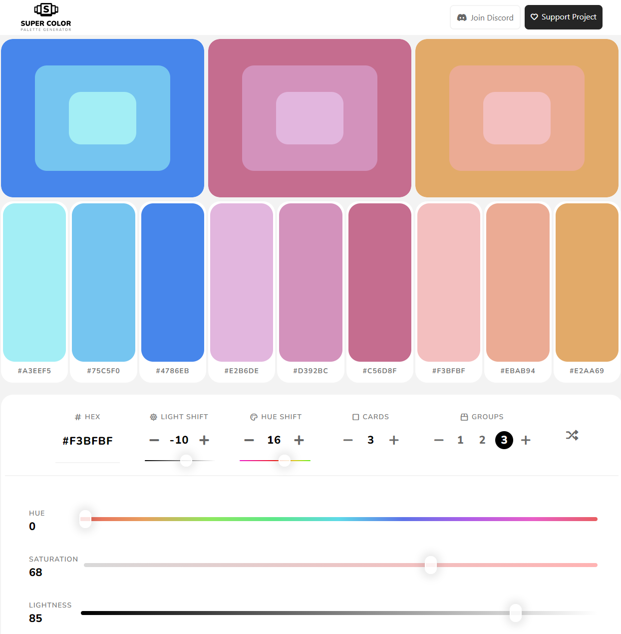 Paleta de súper colores - Paleta Creador que cambia la ligereza y las cantidades iguales. media 1