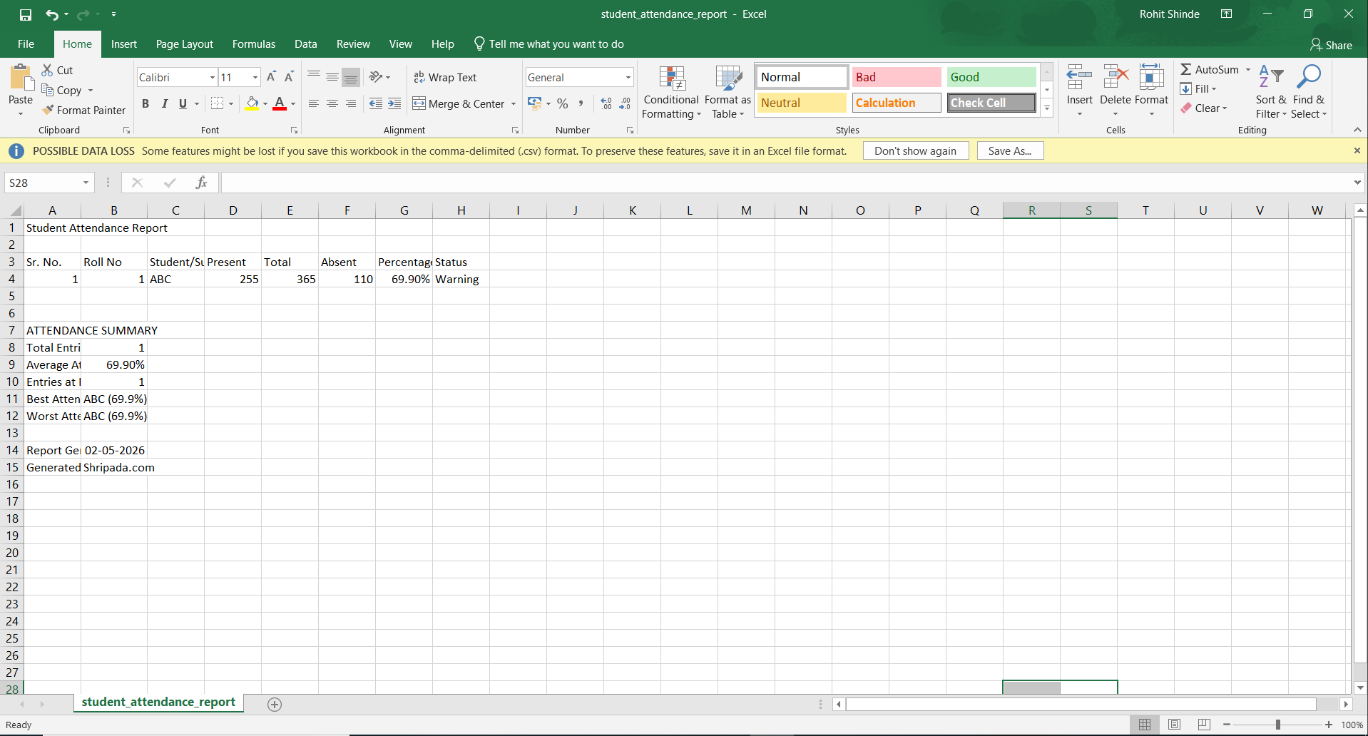Online Attendance Percentage Calculator gallery image