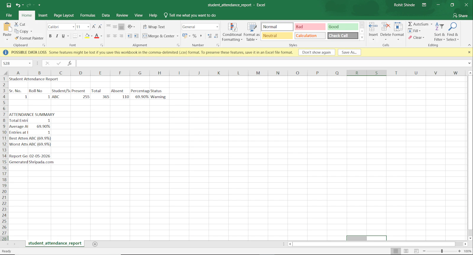 Online Attendance Percentage Calculator screenshot 10