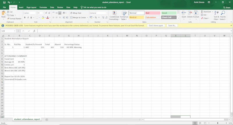Online Attendance Percentage Calculator screenshot 10