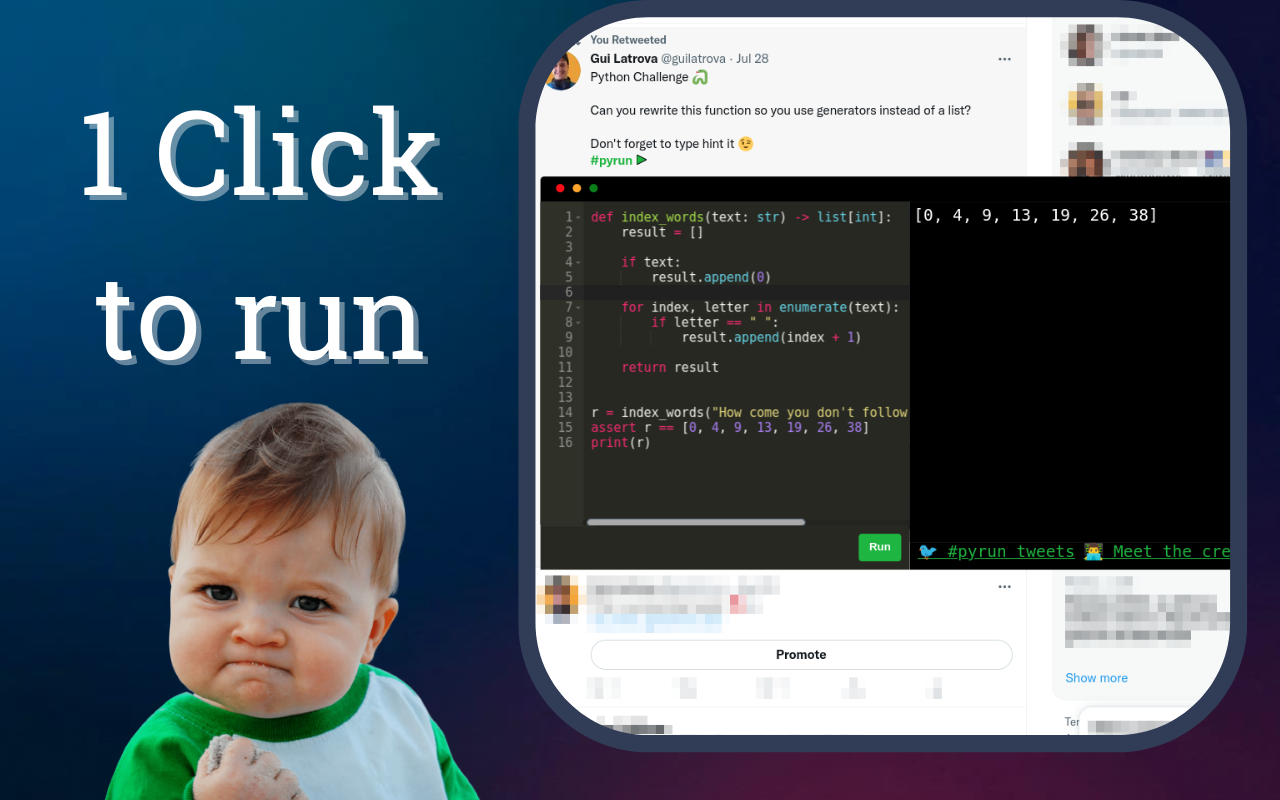 وسائط بيرون - قم بتشغيل رمز Python من التغريدات 3
