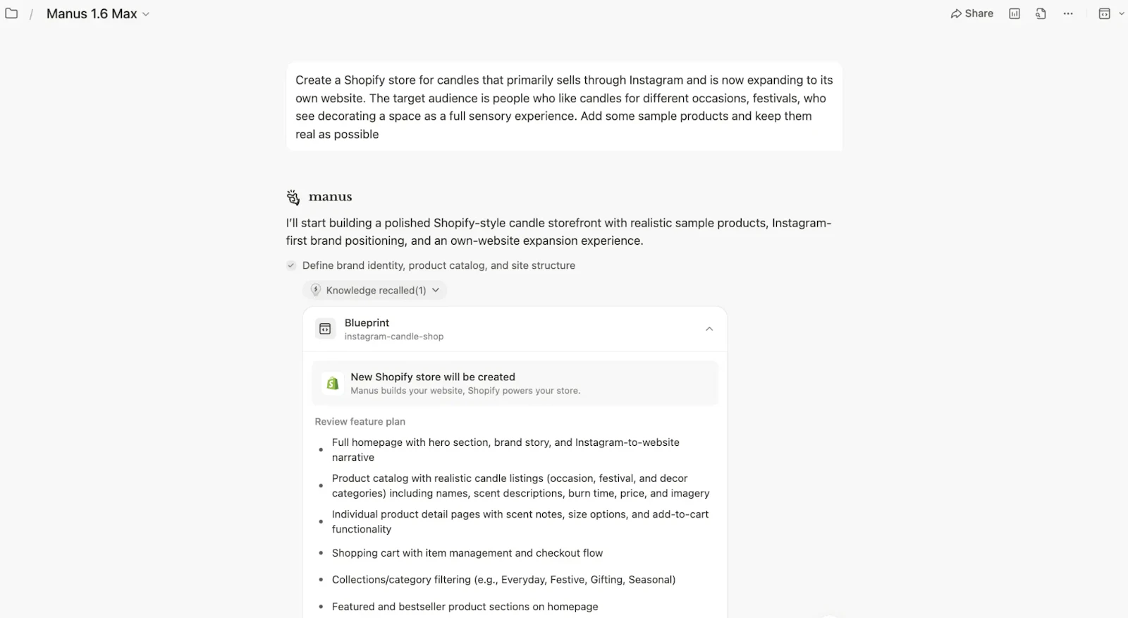 Manus Shopify Connector screenshot 6