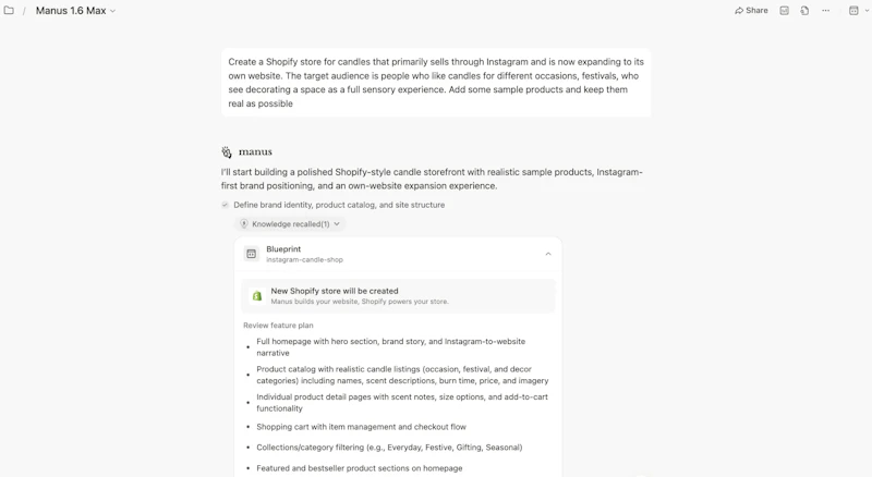Manus Shopify Connector screenshot 6