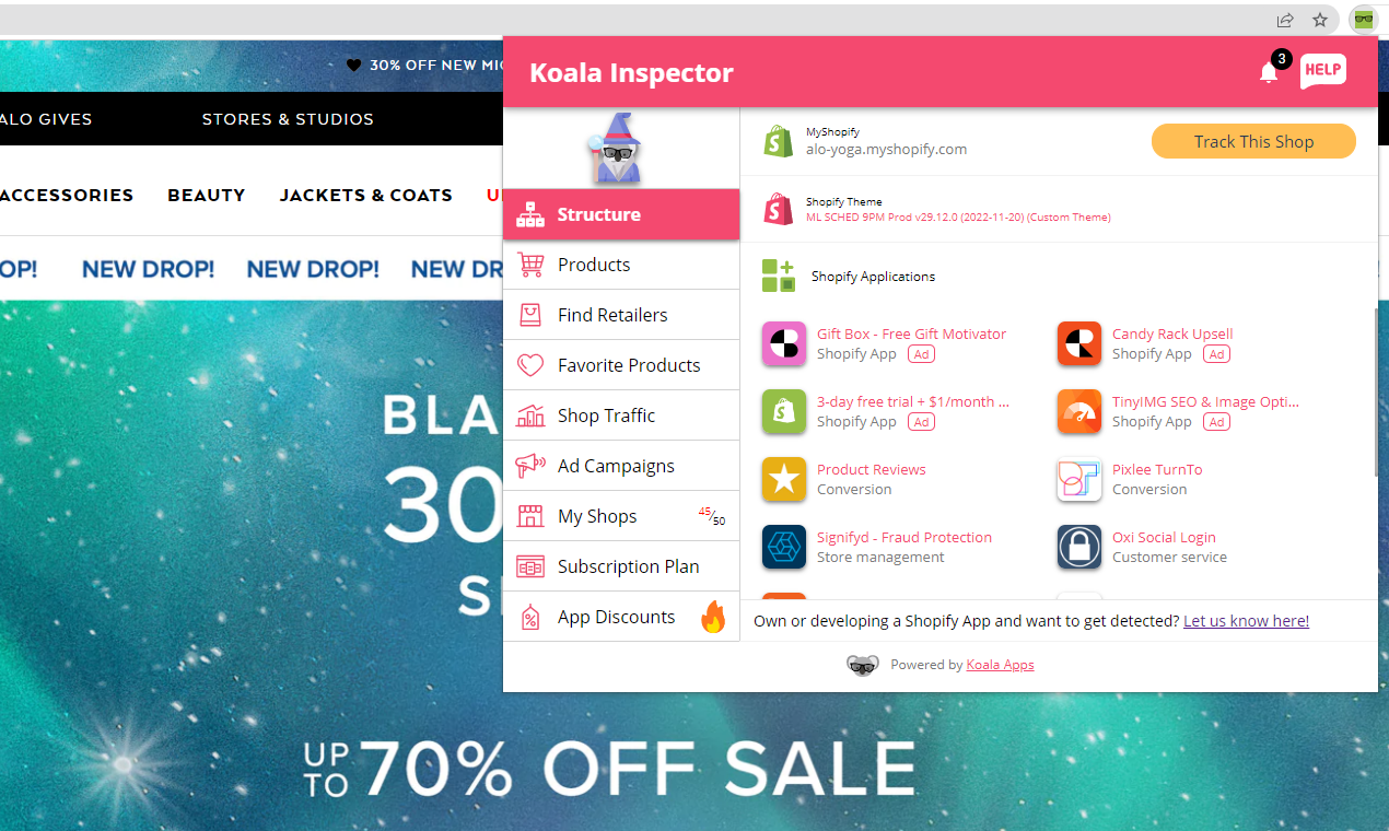 Inspector de Koala - Herramienta Shopify Spy - Shopify Spy & Commerce Inspector Herrol para comerciantes de Shopify media 2