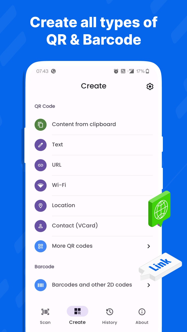 Mídia 3 de Scanner de código de barras e gerador QR - Digitalize códigos de barras e códigos QR instantaneamente-offline, sem anúncios, rápido