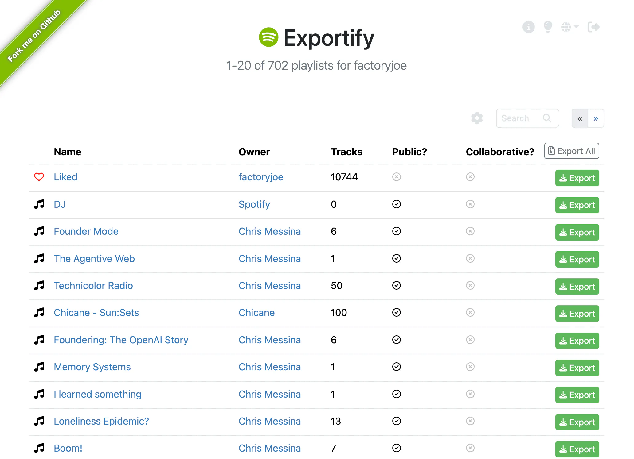 Expotify Export File Example Exportify: Export your Spotify playlists | Product Hunt