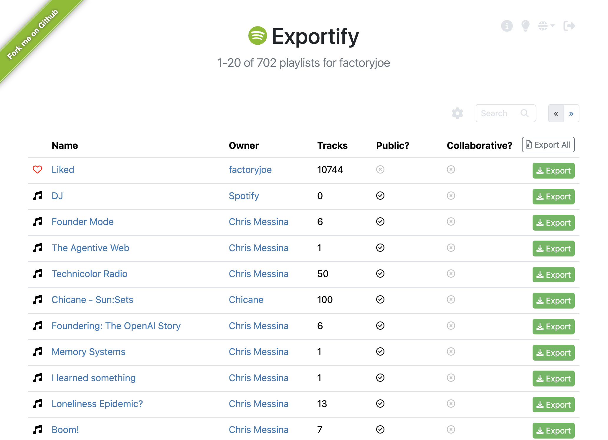 startuptile Exportify-Export your Spotify playlists