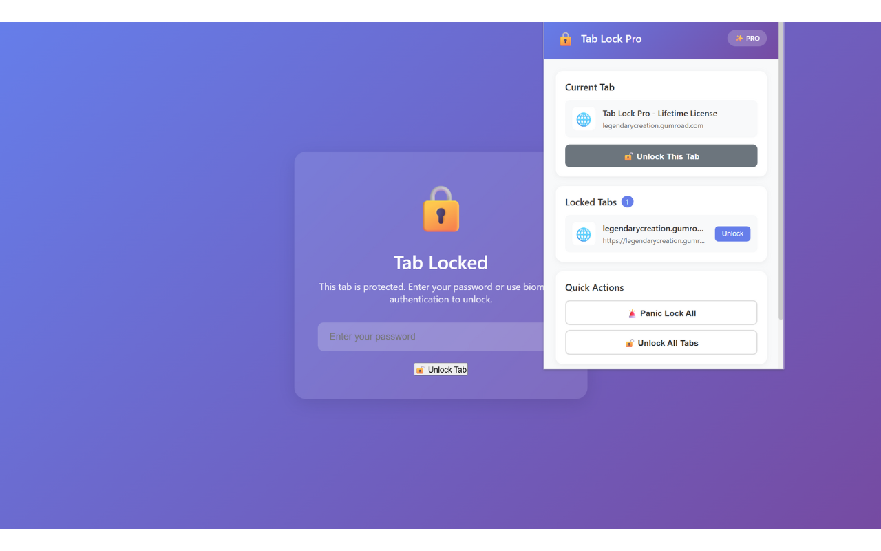 Tab Lock Pro - Secure Your Tabs - Screenshot 3 showing product features and functionality