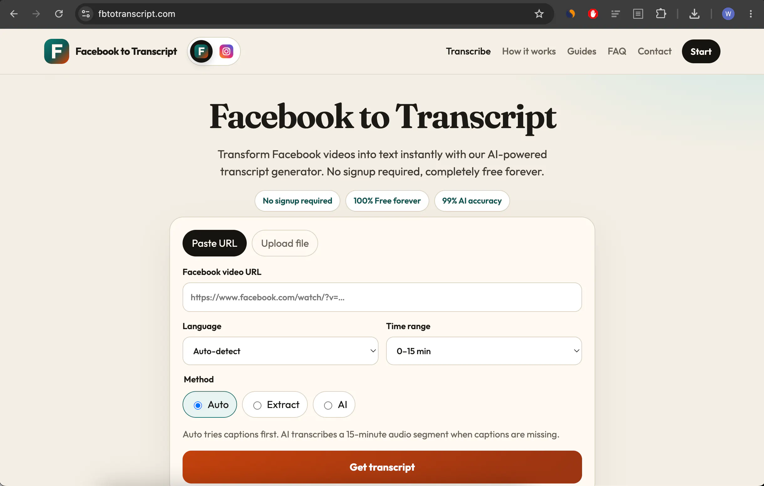 Facebook to Transcript gallery image
