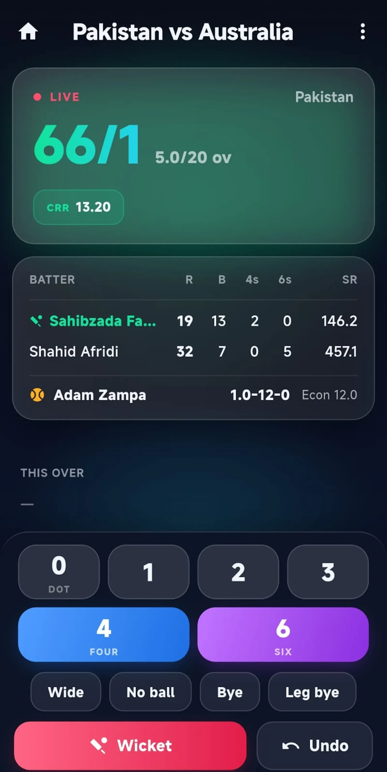 Cricket Scoring Flutter Application screenshot 2
