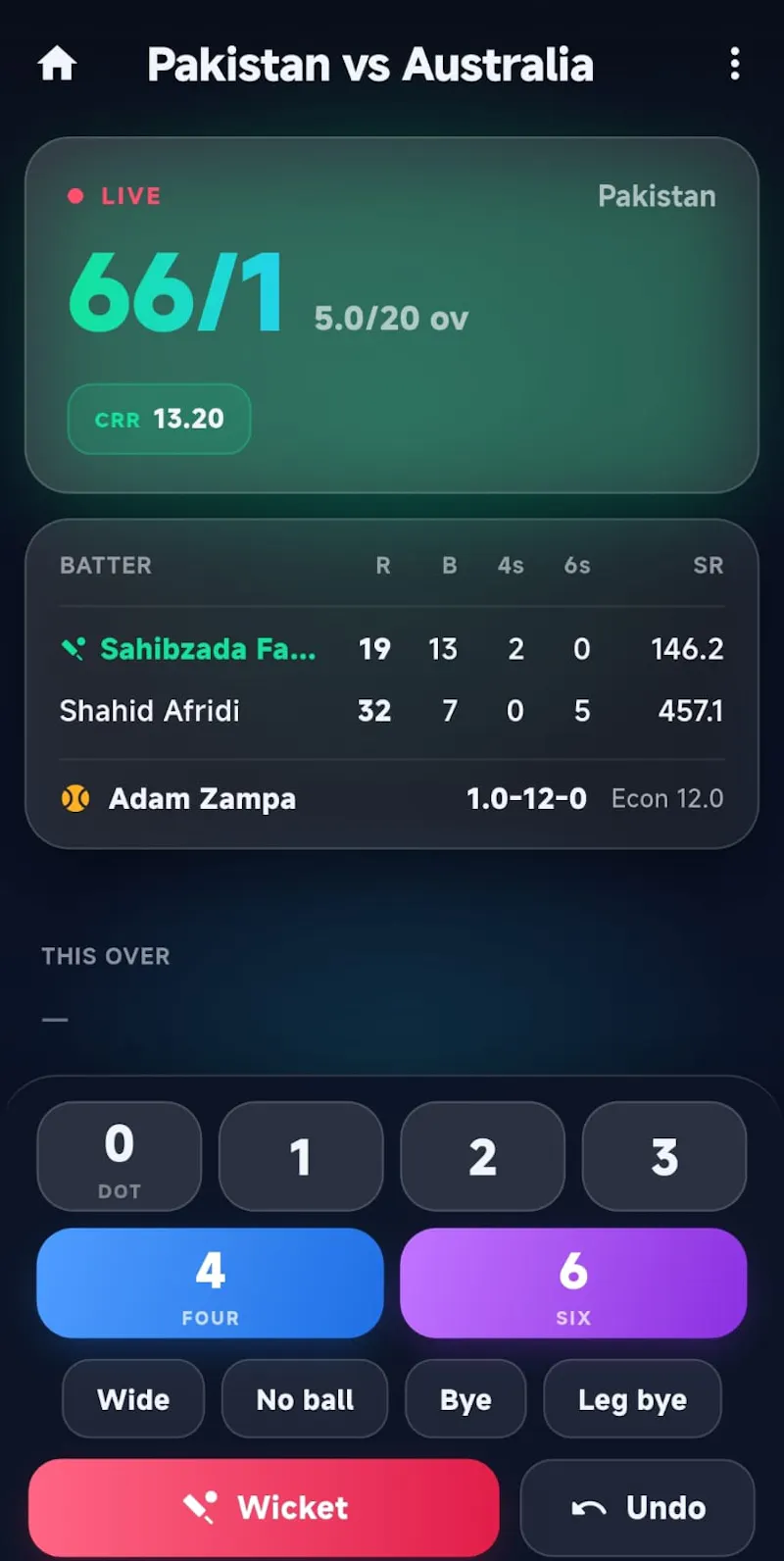 Cricket Scoring Flutter Application screenshot 2