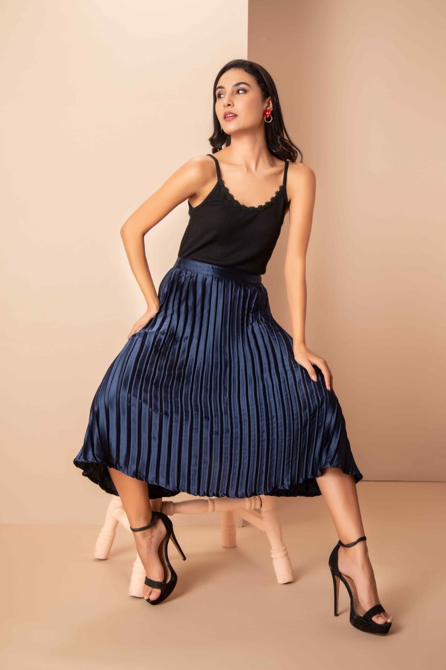 Long Pleated Maxi Skirt