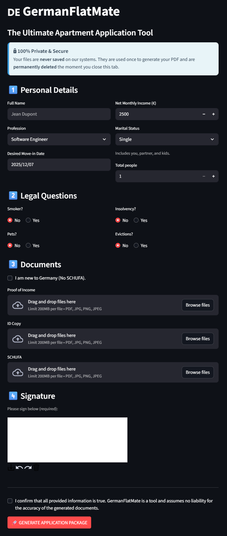 GermanFlatMate - Main product screenshot demonstrating key features and user interface