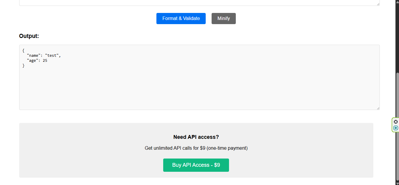 JSON Formatter Tool - Screenshot 3 showing product features and functionality