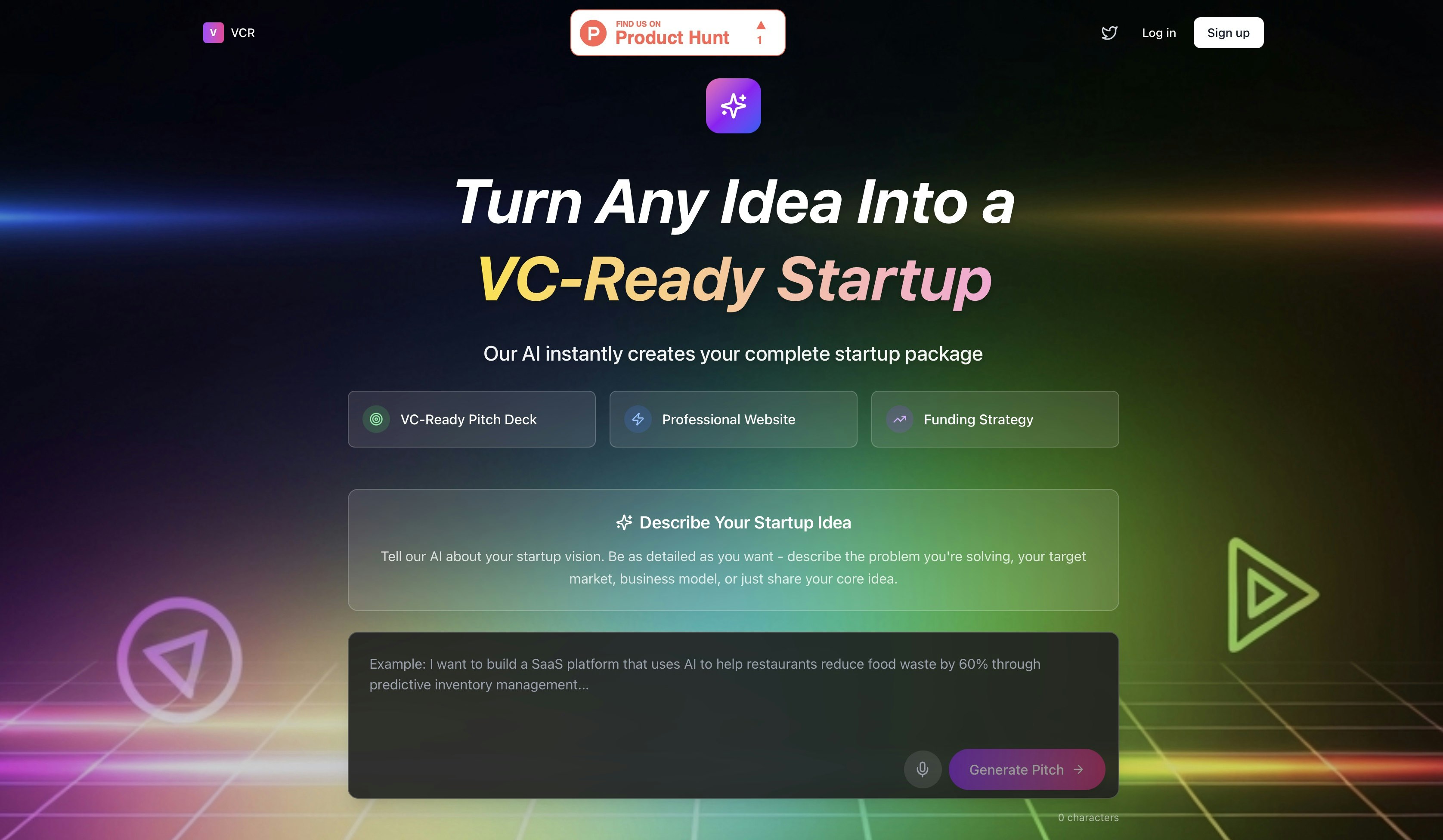 Media Vcr - AI Pitch Builder xây dựng các công ty khởi nghiệp có thể tài trợ từ một ý tưởng. 2