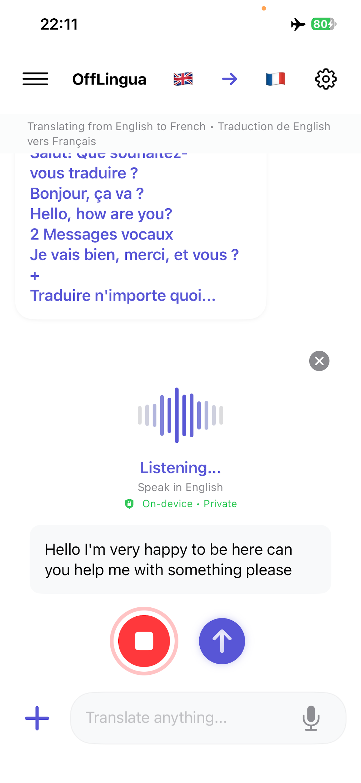 OffLingua - Main product screenshot demonstrating key features and user interface