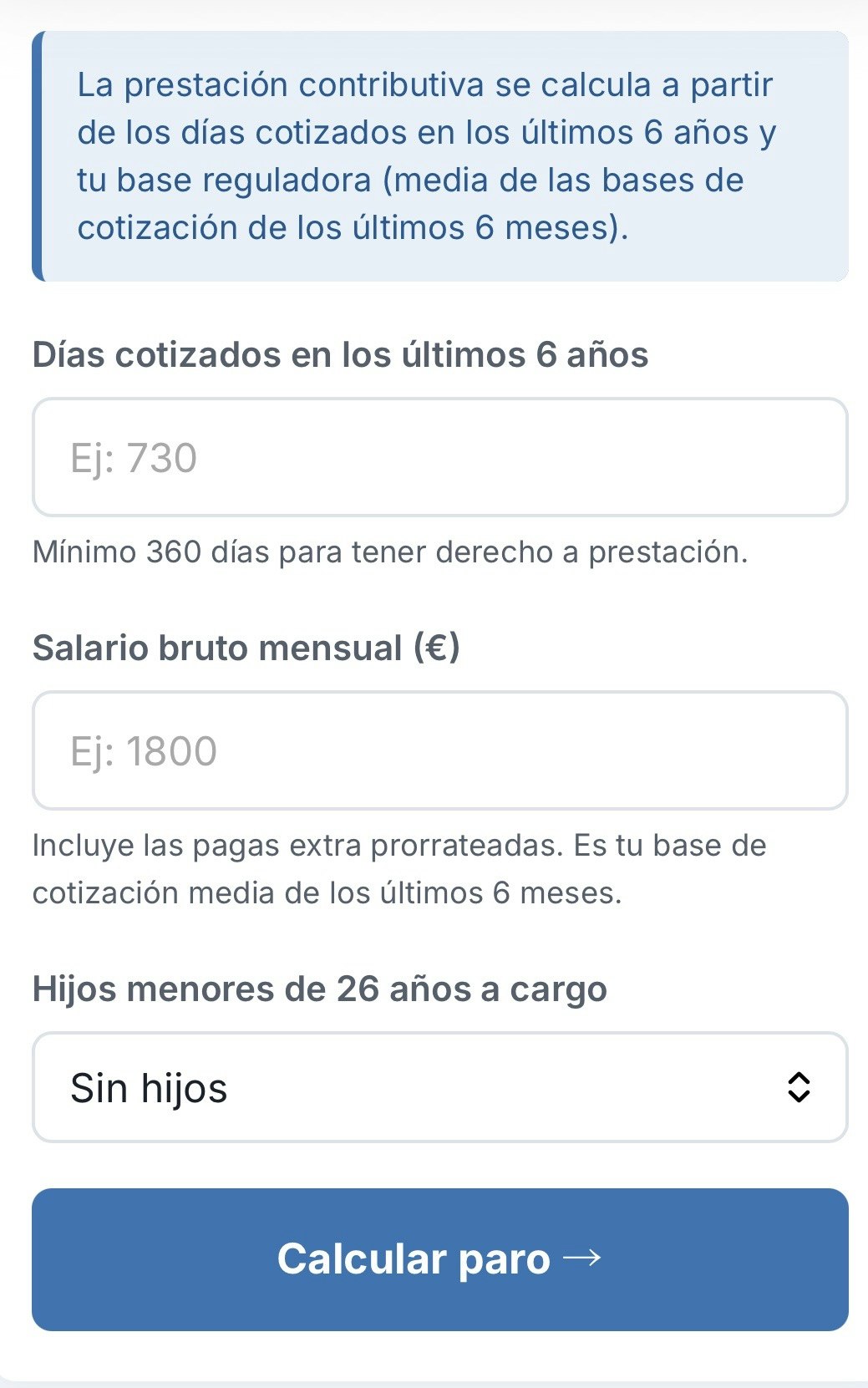 CalculaParo.es gallery image