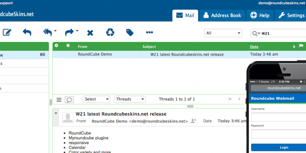 RoundCube Skins: Most beautiful & modern themes for RoundCube webmail ...