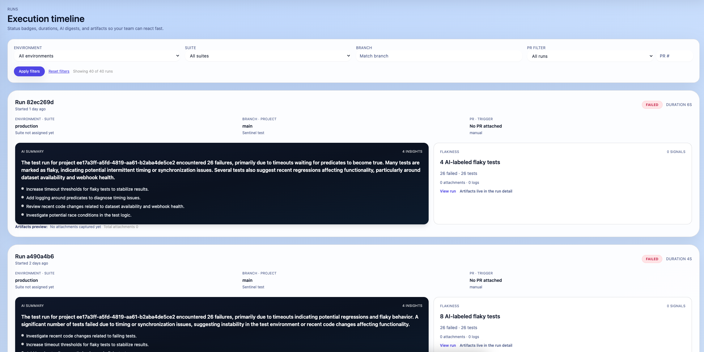 SentinelQA - Screenshot 3 showing product features and functionality