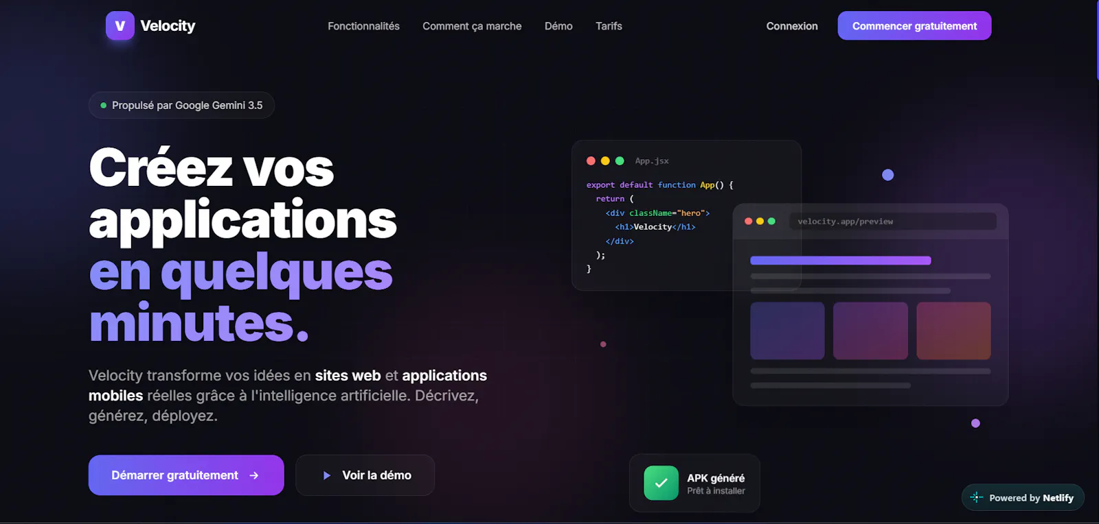 Velocity — Créez  Web & Mobile avec l'IA screenshot 2