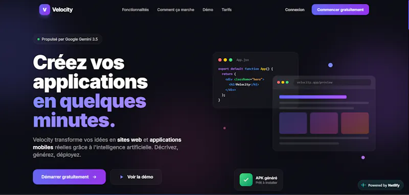 Velocity — Créez  Web & Mobile avec l'IA screenshot 2