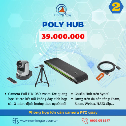 Poly Hub - phòng họp trực tuyến 40-50m2