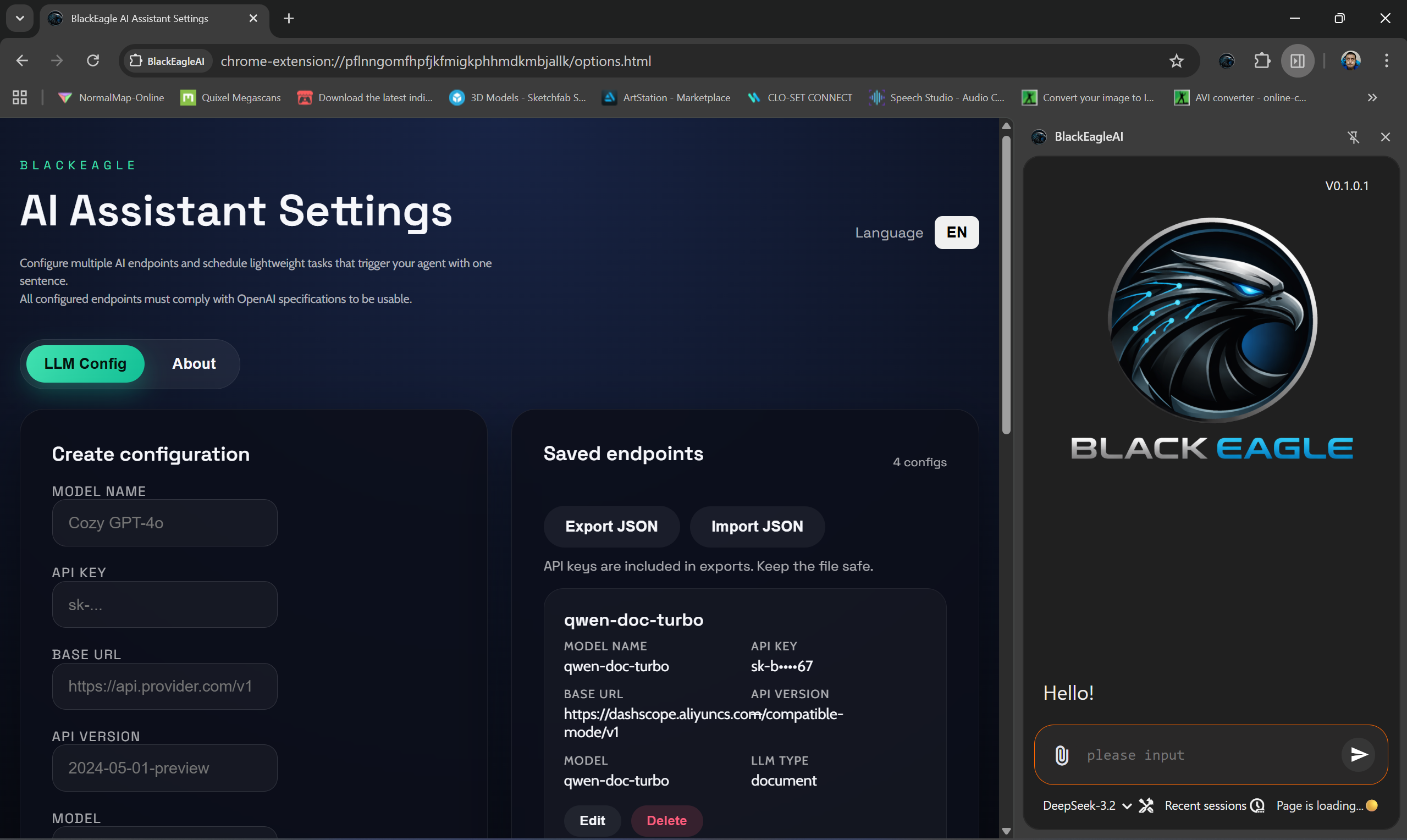 BlackEagle - Your AI Browser Assistant - Main product screenshot demonstrating key features and user interface