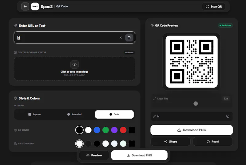 Spac2 QR Generator Free  screenshot 2