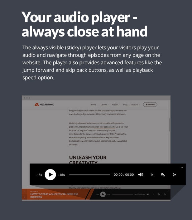 Megaphone- Audio Podcast WordPress Theme gallery image