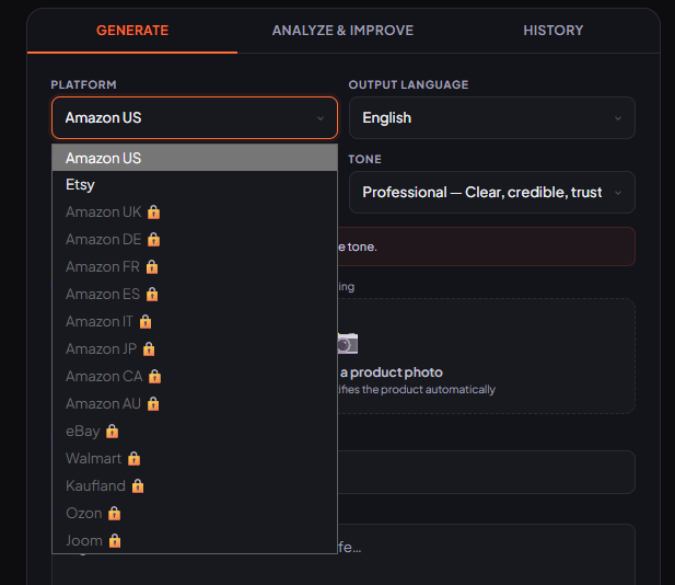 "AI product listings for 15 platforms" gallery image