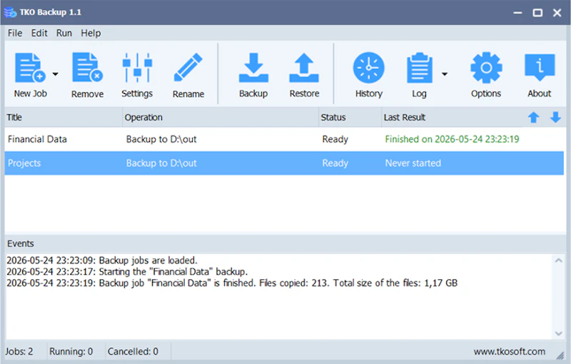 TKO Backup, Free Backup Tool for Windows screenshot 1