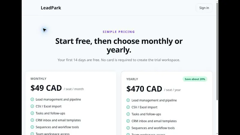 LeadPark screenshot 1 (video preview)