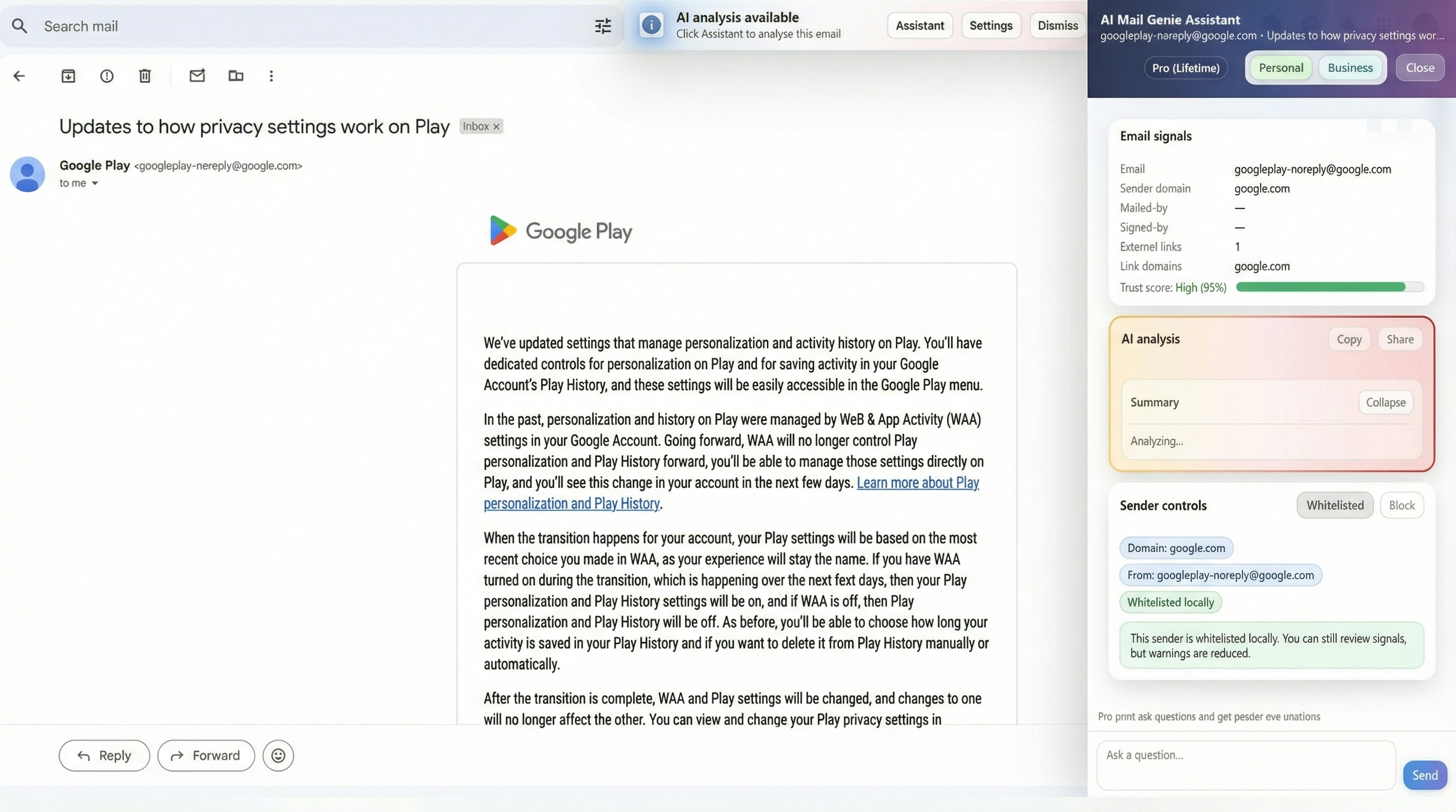 AI Email Genie - Screenshot 5 showing product features and functionality