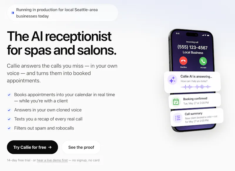 Callie - AI Receptionist by SetAndForget screenshot 2