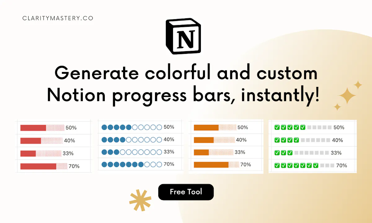 Notion Progress Bar Formula Generator