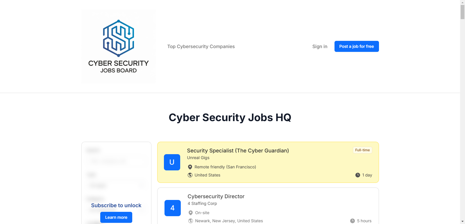 Média Cyber Security Jobs HQ 2