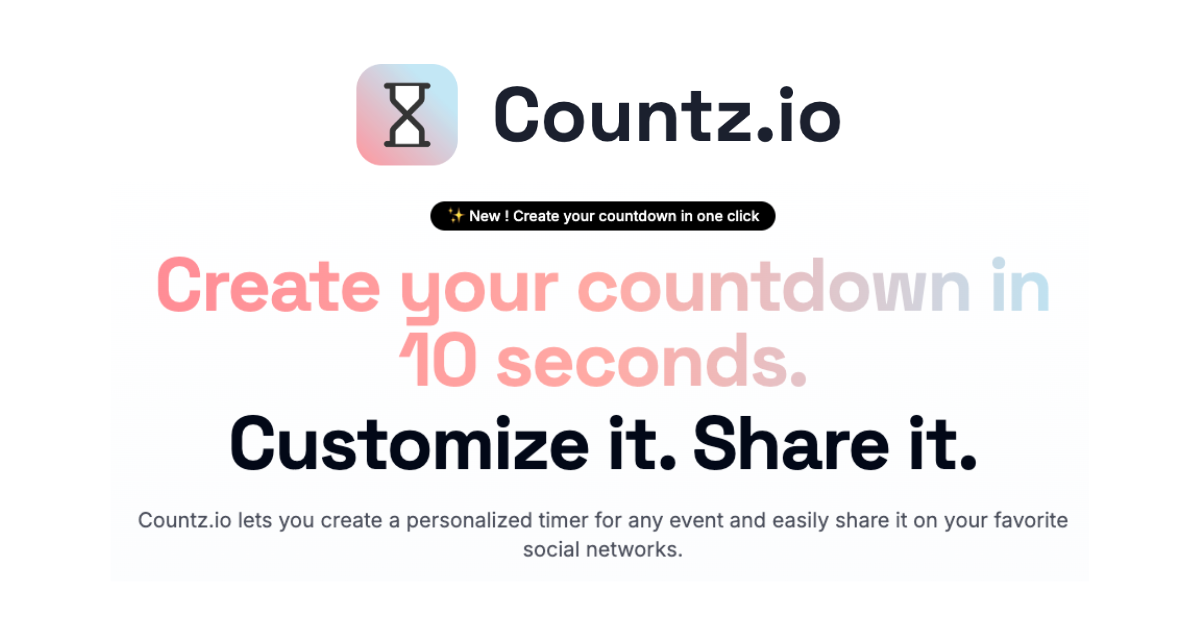 Countz.io - 아름다운 카운트 다운을 만듭니다 미디어 1