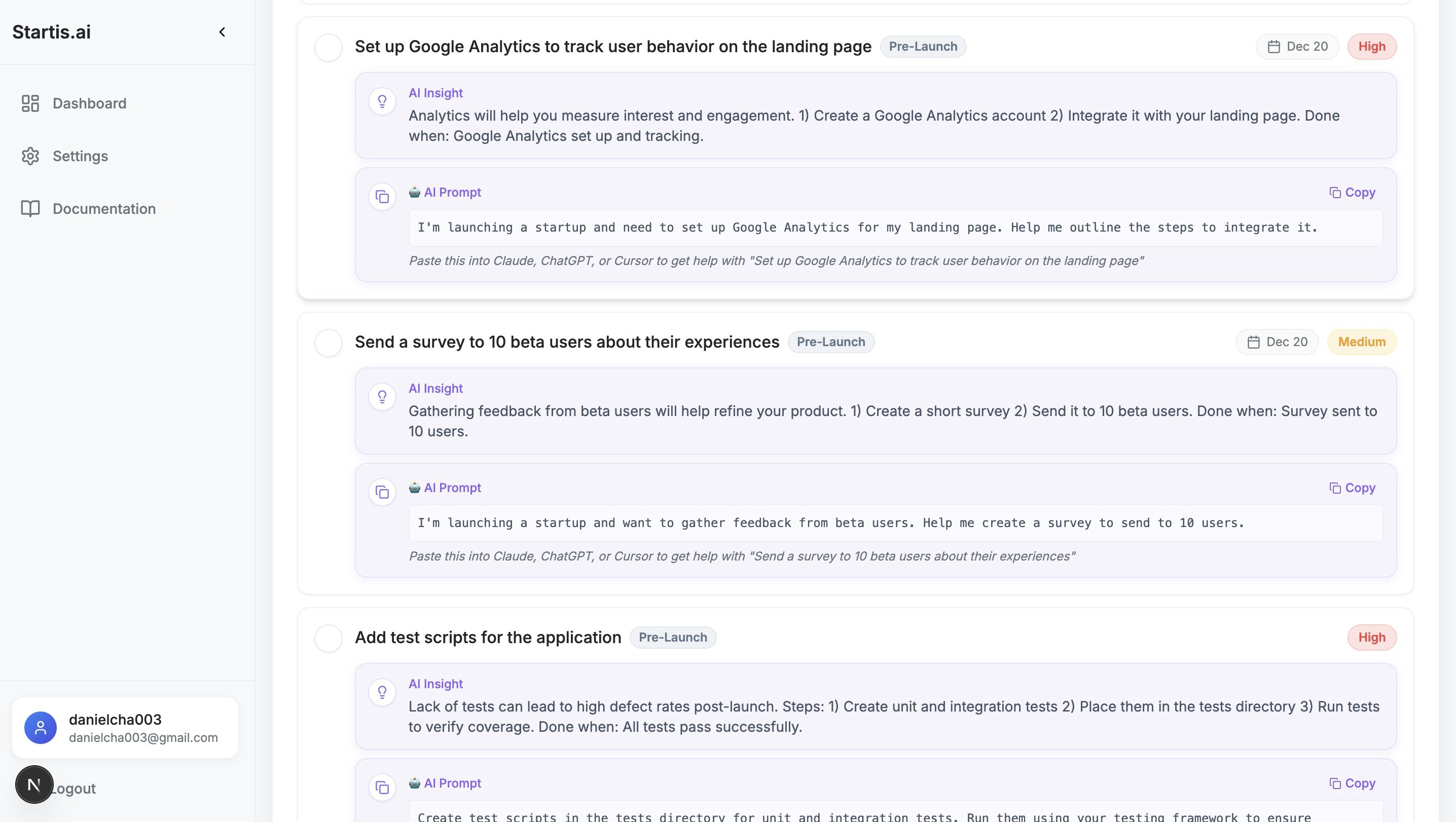 Startis.ai - Screenshot 2 showing product features and functionality