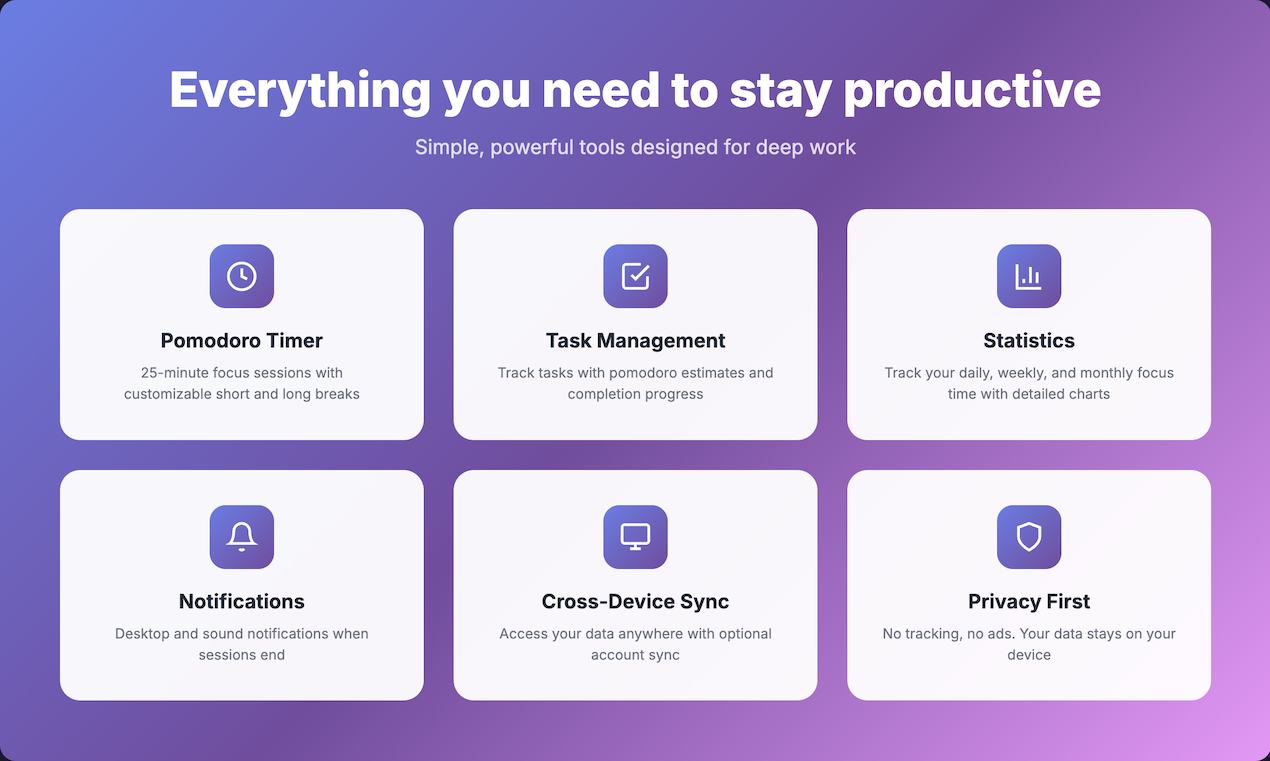 FocusBurst - Screenshot 2 showing product features and functionality