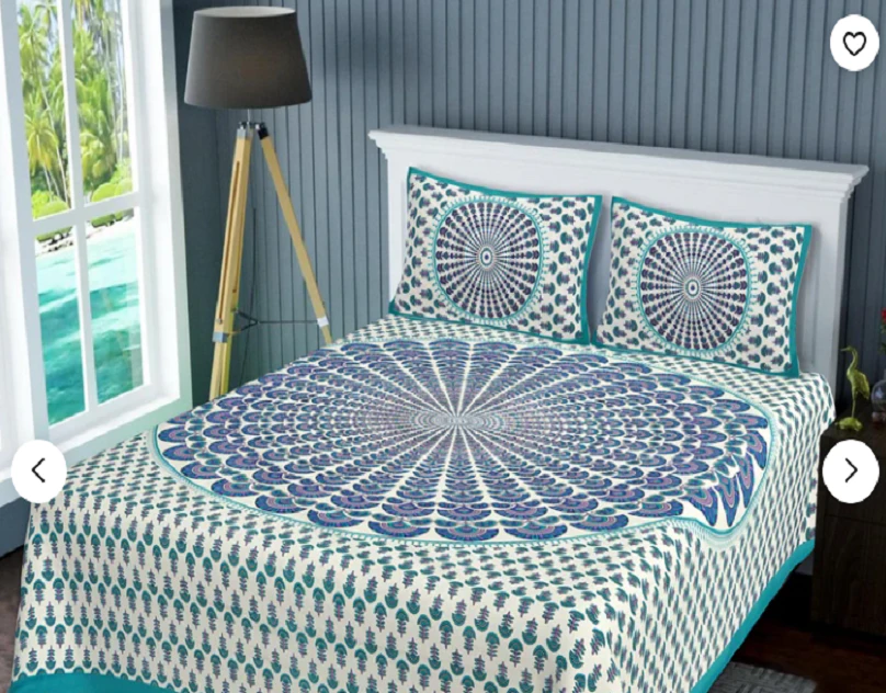 Hand block print Cotton Double Bedsheet