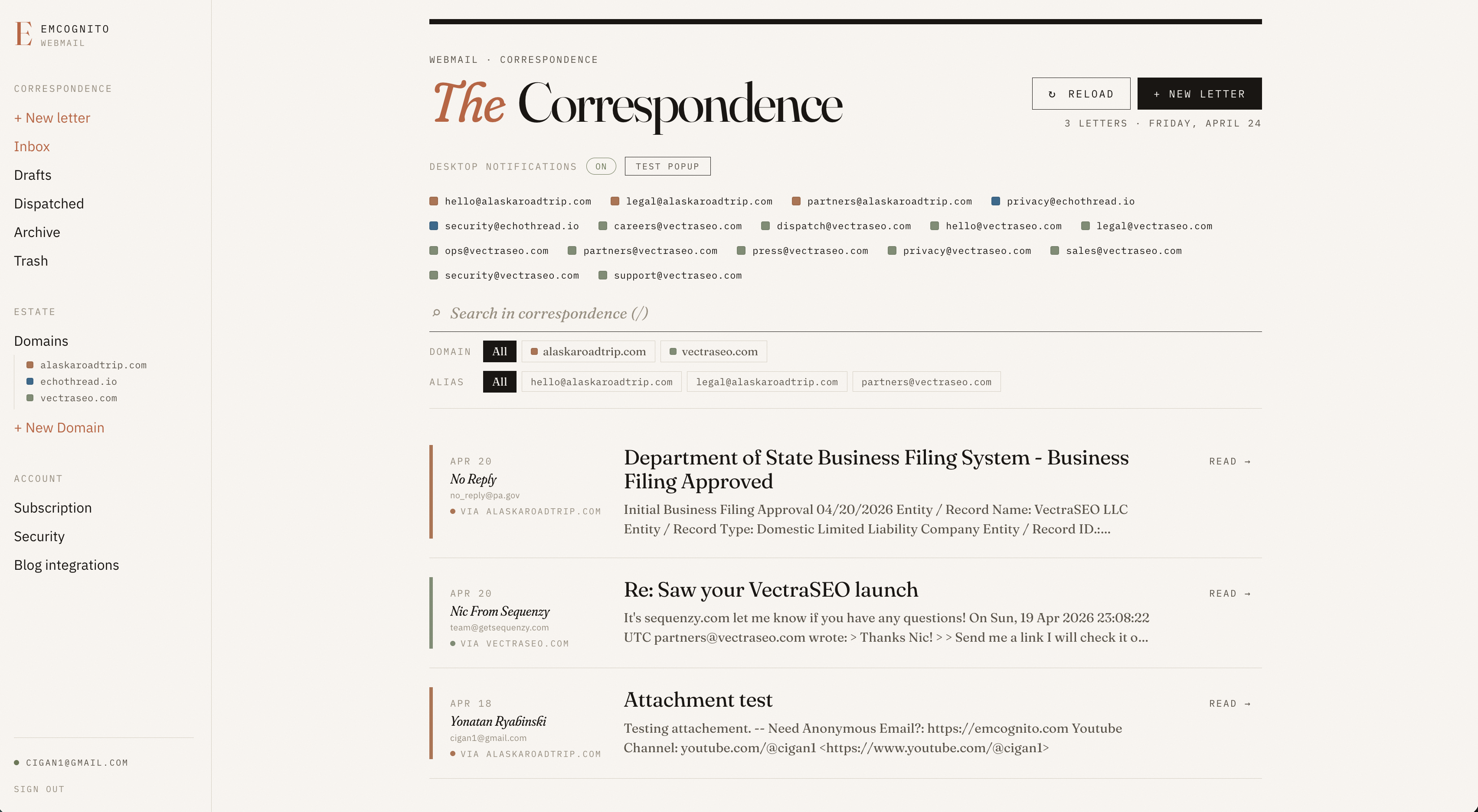 Emcognito WebMail gallery image