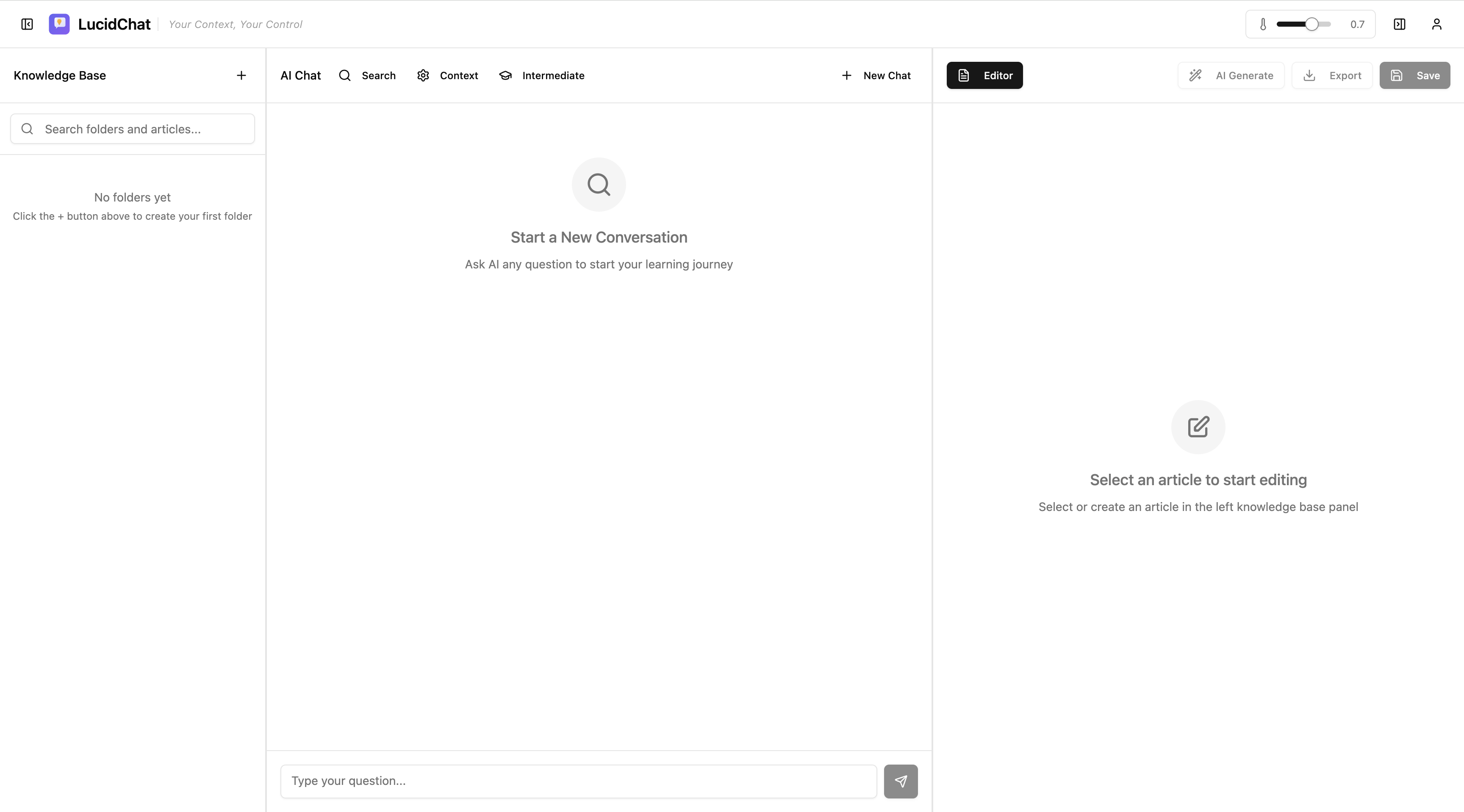 LucidChat - Main product screenshot demonstrating key features and user interface